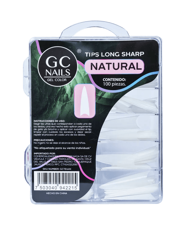 GC NAILS TIPS LONG SHARP 100PCS E44 CLEAR                                                   