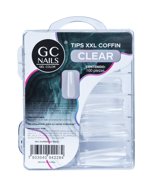 GC NAILS PRESS ON TIPS XXL COFFIN 100PCS E64 NATURAL           