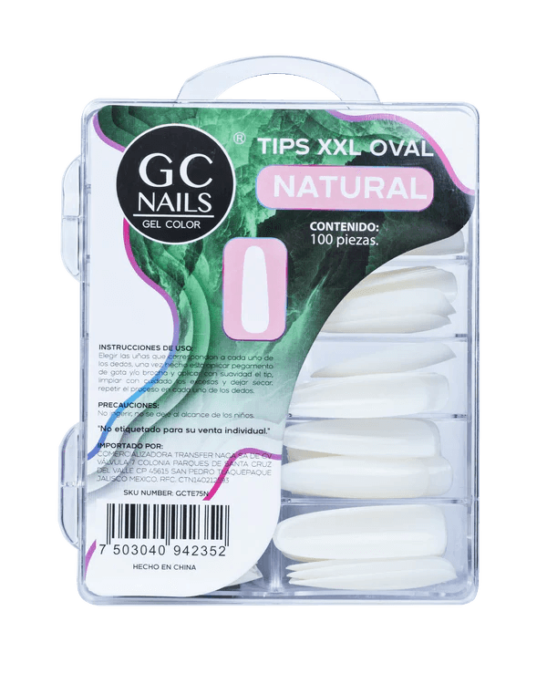 GC NAILS PRESS ON TIPS XXL OVAL 100PCS E75 CLEAR                                   