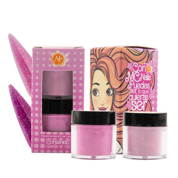 Colección de acrílicos SE LO QUE QUIERAS SER ROSA 2pz MC NAILS