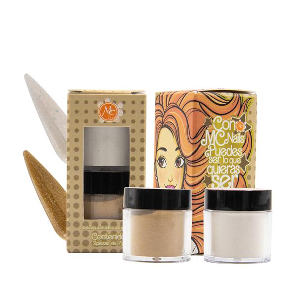 Colección de acrílicos SE LO QUE QUIERAS SER DORADO 2pz MC NAILS