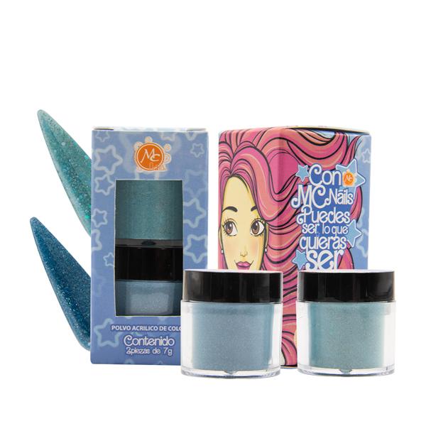 Colección de acrílicos SE LO QUE QUIERAS SER AZUL 2pz MC NAILS