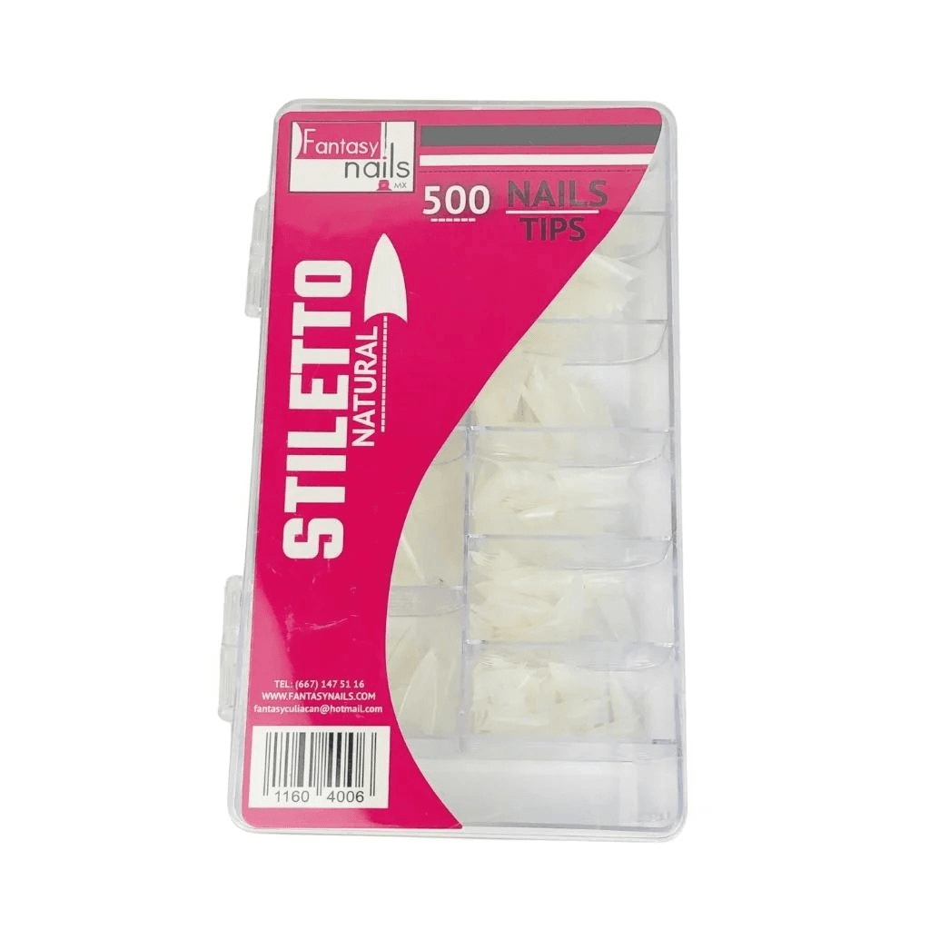 Tip Stiletto Natural 500 pzas Fantasy Nails